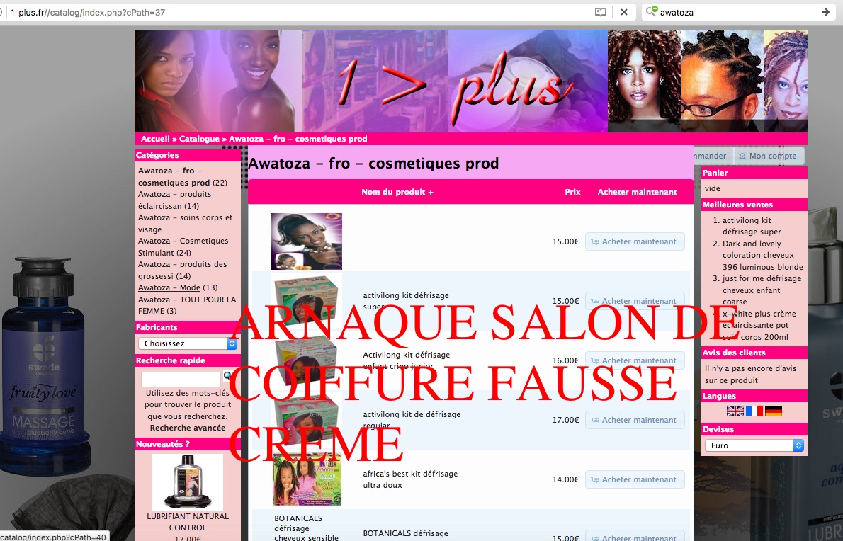 POMMADE AWATOZA FAUSSE SITE www.1-PLUS.fr ARNAQUE