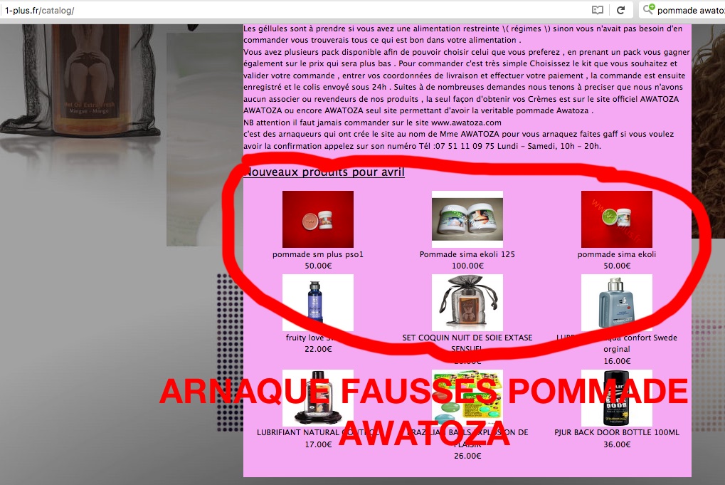 FAUSSE POMMADE AWATOZA ATTENTION